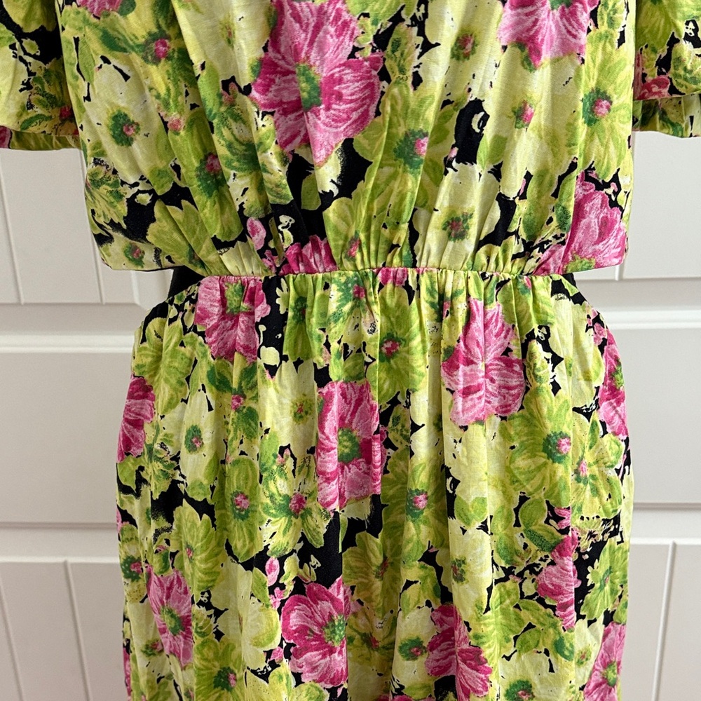 Wayf Vibrant Floral Maxi Dress in Green and Pink - Picture 3 of 8